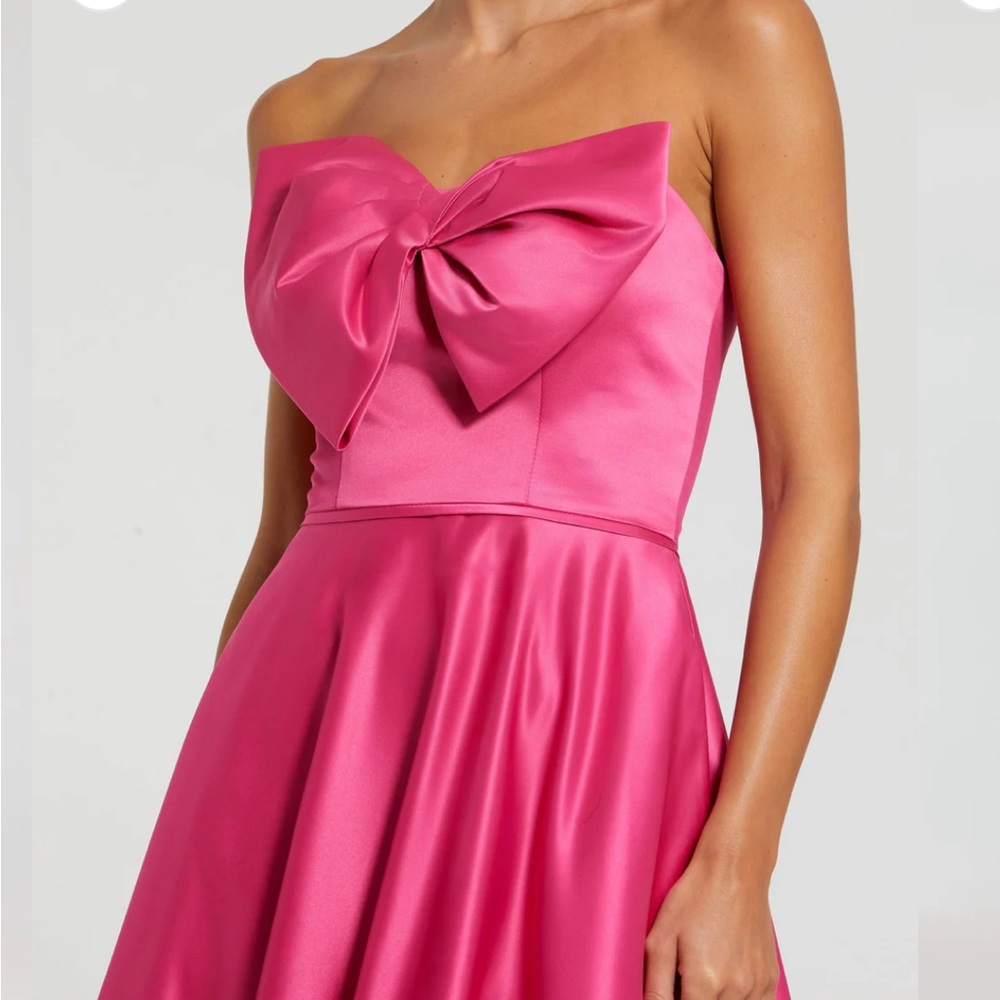 Mac Duggal Pink Strapless A-Line Bow Ballgown